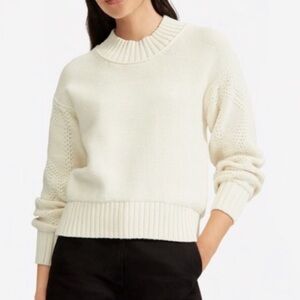 Everlane Texture Cotton Cable Sweater, Bone, Size Small.